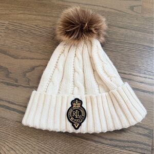 Lauren Ralph Lauren Cream Cable Knit Beanie